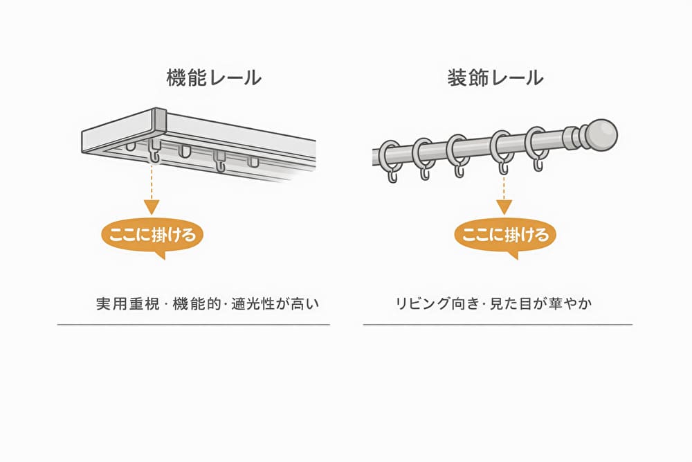機能レールと装飾レールの違い 図解