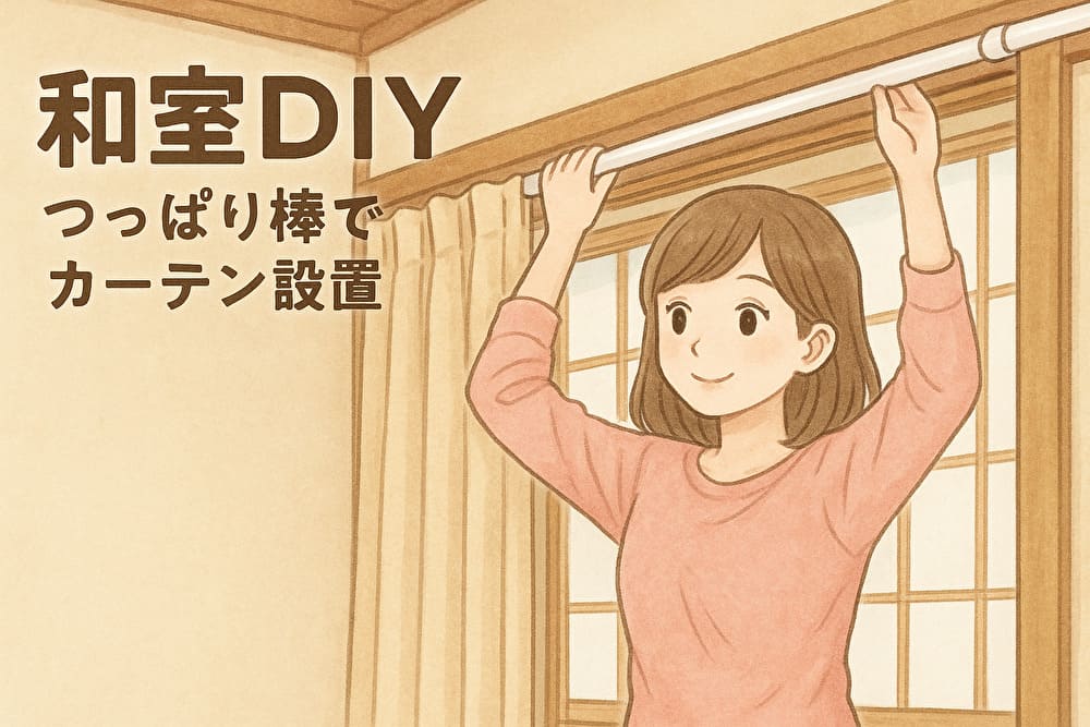【和室DIY】つっぱり棒でカーテン設置