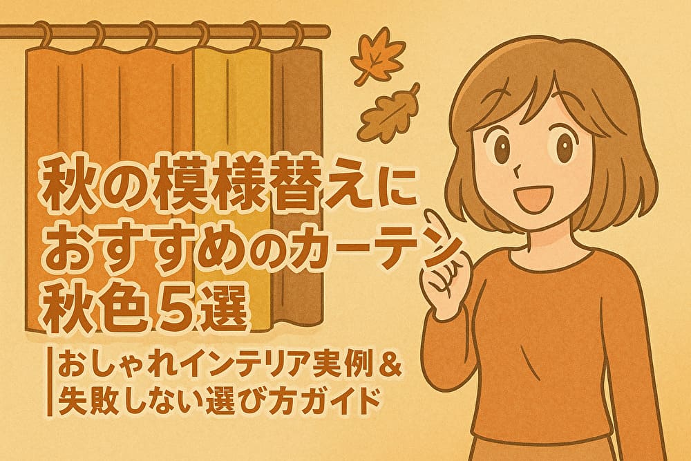 秋の模様替えにおすすめのカーテン秋色5選｜おしゃれインテリア実例＆失敗しない選び方ガイドのアイキャッチ画像