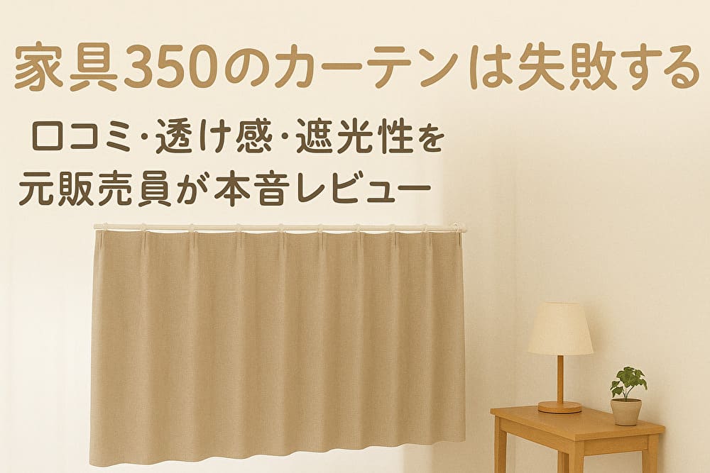 家具350のカーテンは失敗する？口コミ・透け感・遮光性を元販売員が本音レビュー　アイキャッチ画像