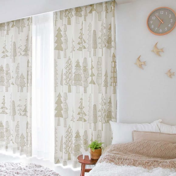 北欧柄カーテンの寝室イメージ