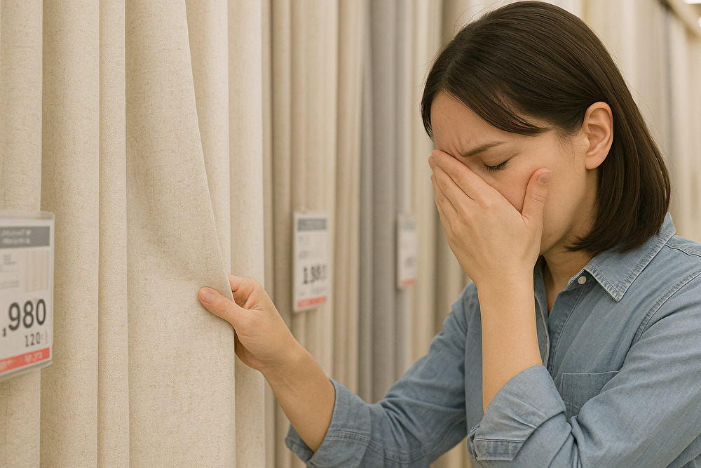 ホームセンターのカーテン選びで悩む30代女性